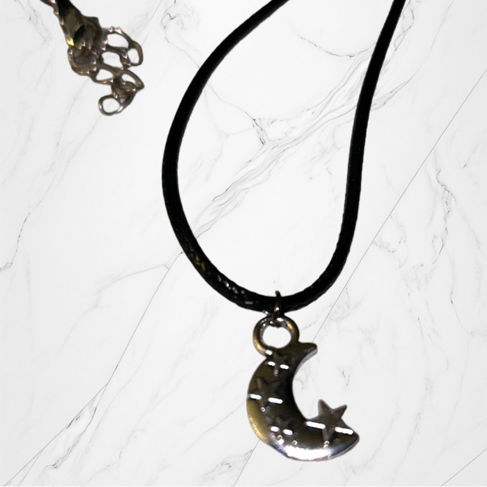 Handcrafted Necklace Silver Moon & Star Charm Celestial - Picture 5 of 5